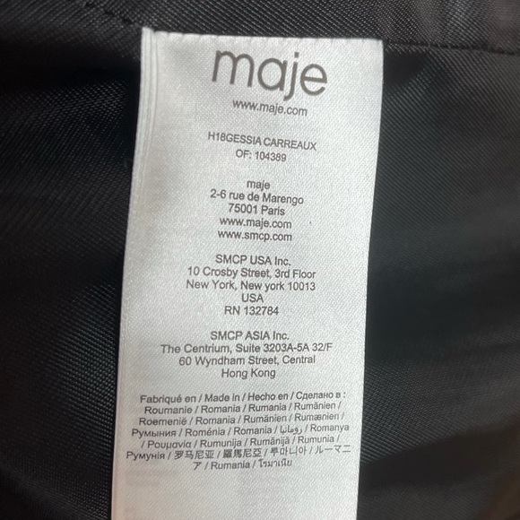 MAJE PRINCE OF WALES CHECKED TWILL TRENCH COAT IN BEIGE FR 36 US 4 - Picture 10 of 11